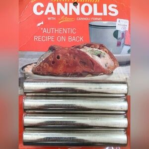 Vintage Ateco Real Italian Cannolis Metal Tubes Cannoli Forms with Recipe 660